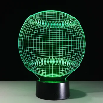 

Baseball 3D lamp Power Bank Usb Led 3d Night Light Battery Led Sconce Baby Kids Bedroom 7 color change desk lamp