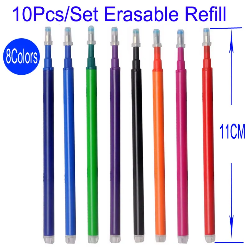 

DELVTCH 10Pcs/Set 0.5mm Erasable Refill Magic Erasable Pen Refill Rods Gel Pen Refill Blue Black Stationery Writing Tools