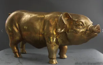 

26" China Feng shui Zodiac Pig Copper Statue Decorate