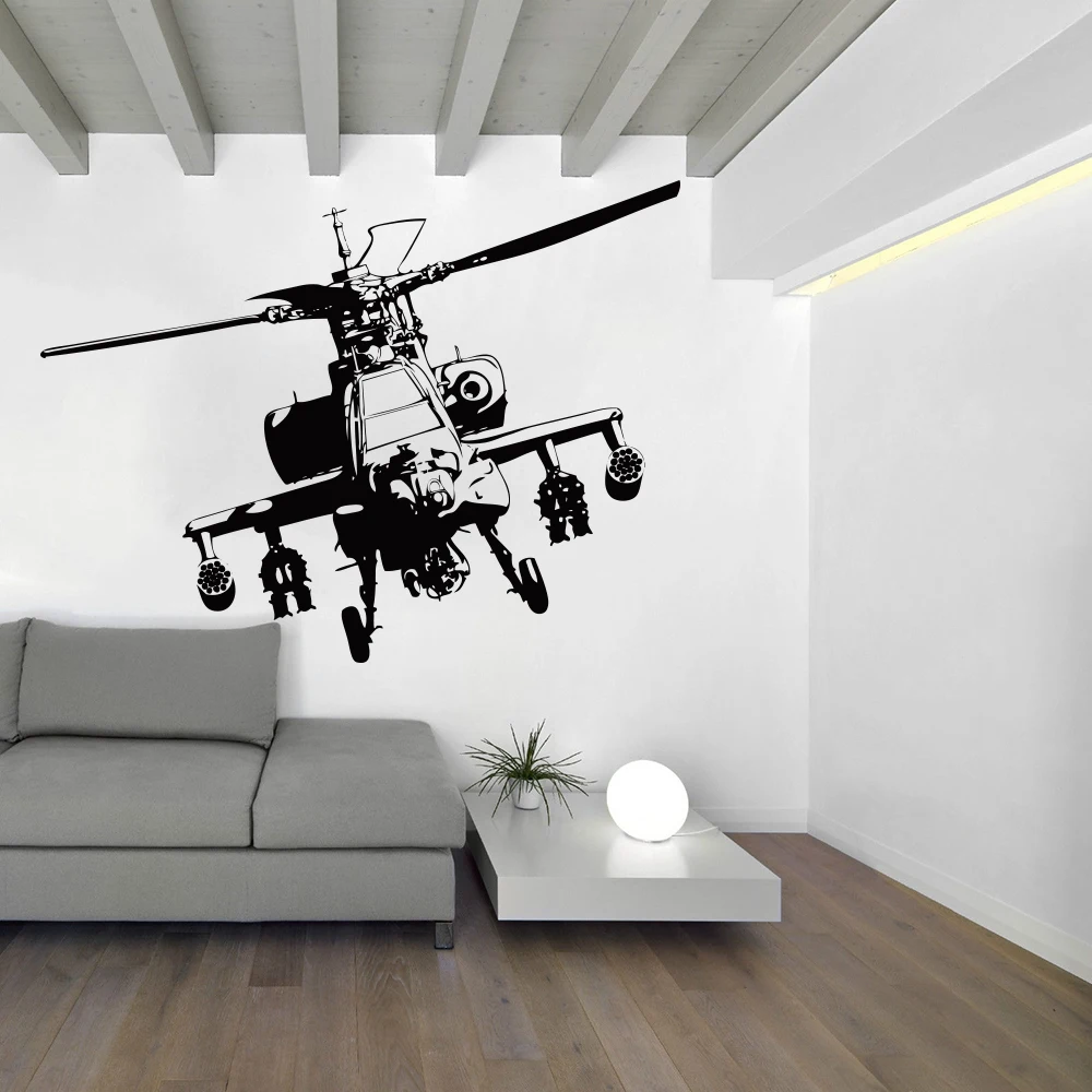 

Large Helicopter Wall Sticker Boy Room Bedroom Airplane Plane Army Wall Decal Living Room Nursery Vinyl Home Decor Mural