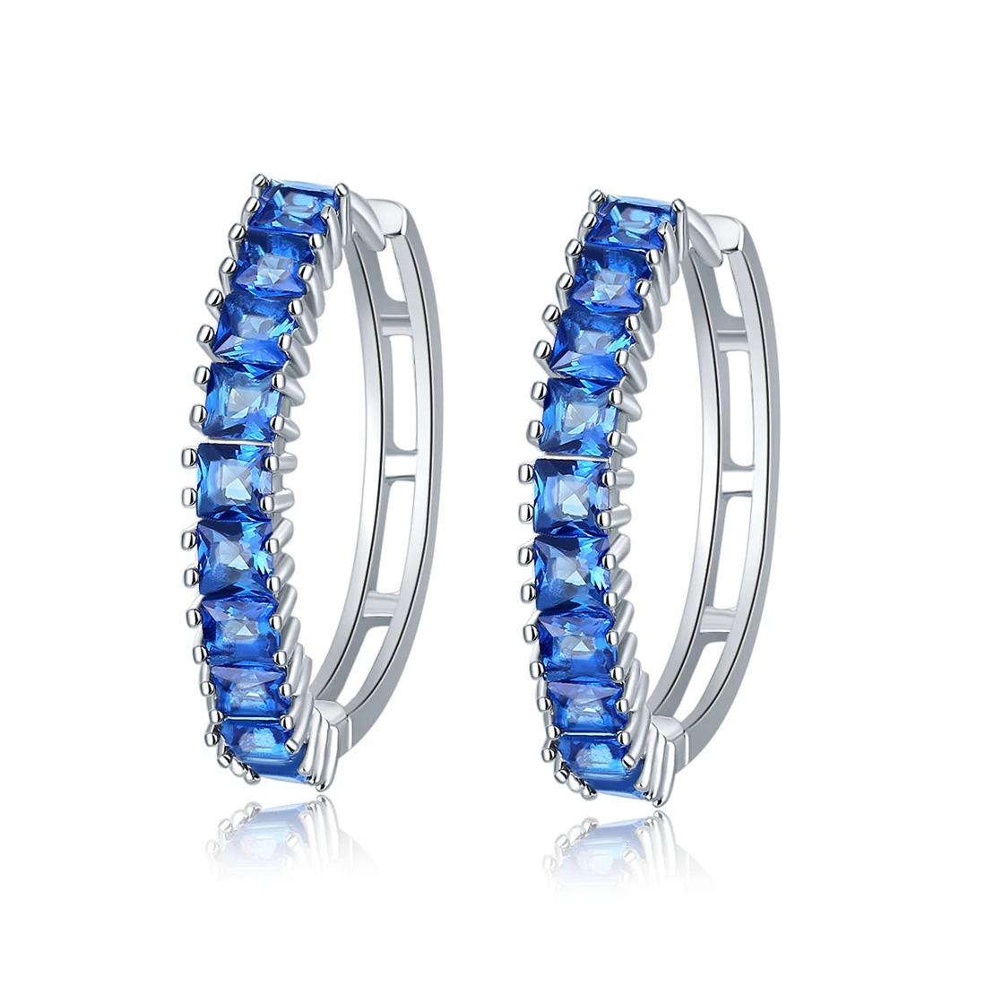New Arrival Colorful Crystal Stone Silver Hoop Earrings for Women