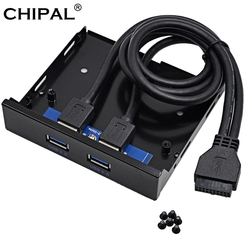 

CHIPAL 19 + 1 20 Pin 2 Ports USB 3.0 Hub Splitter USB3.0 Front Panel Bracket Adapter Cable for PC Desktop 3.5 Inch Floppy Bay