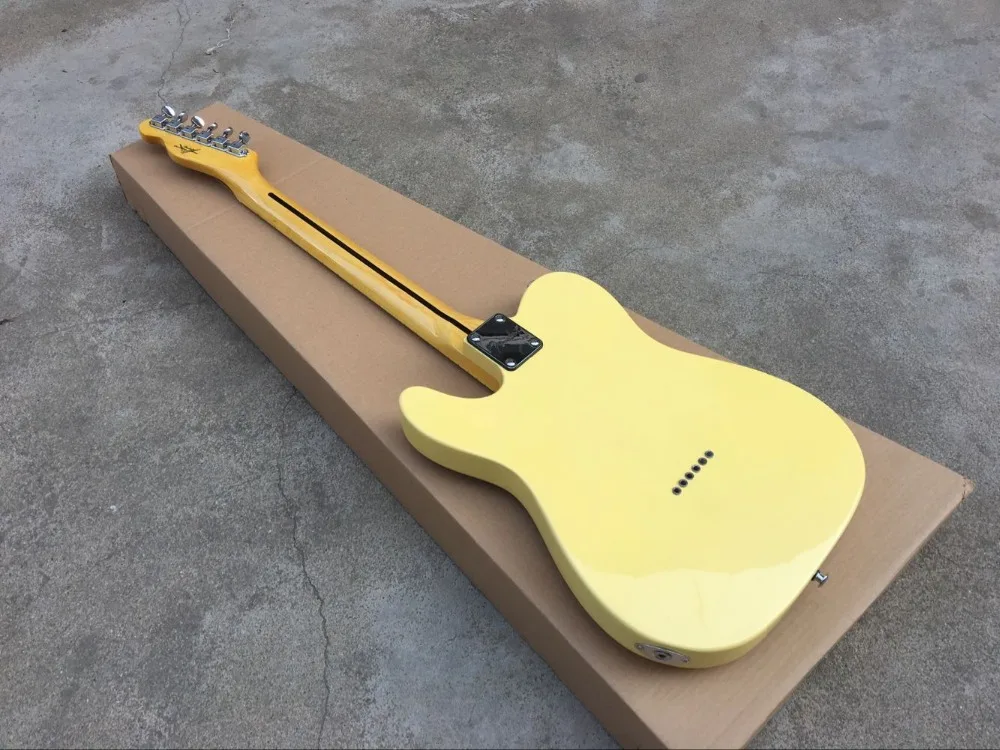 

Tangwood High Quality GYTL-2019 light Yellow color solid body black plate TL electric guitars, Free shipping