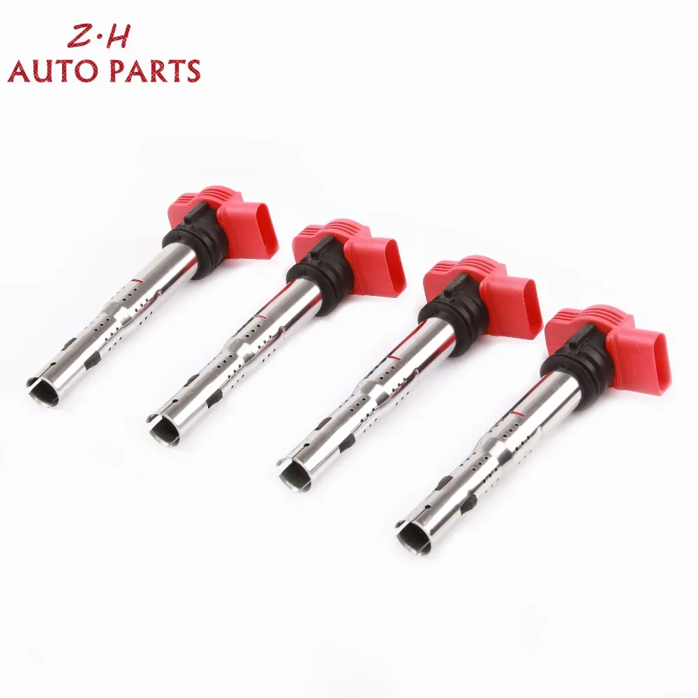 

NEW 4Pcs Red Ignition Coil Pack 06E 905 115 F For Audi A4 A5 A6 Quattro Q5 Porsche Cayenne Volkswagen Touareg 3.0 3.2 V6 UF-529