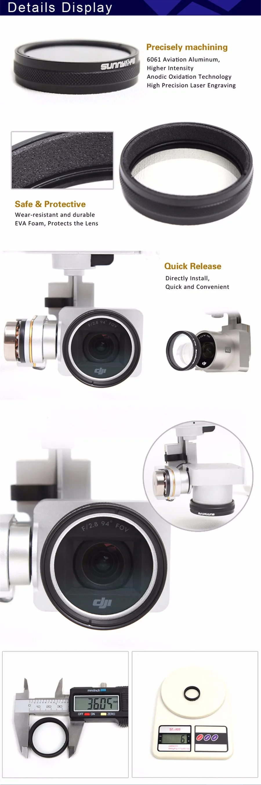 DJI Phantom 3 4 Accessories ND4 / ND8 / MCUV / CPL HD Lens Filter For Phantom 4 Phantom 3 Professional And Advanced And Standard Cam