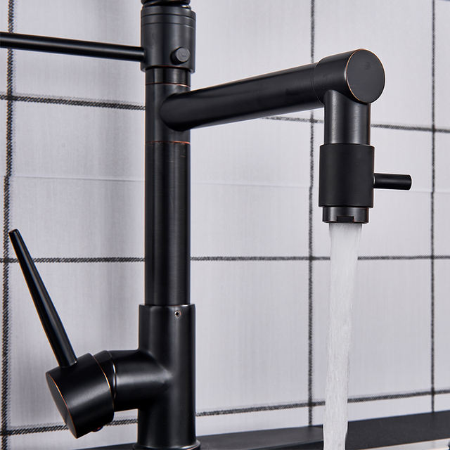 Blackened Spring Kitchen Faucet Pull Out 360 Rotation Side Sprayer