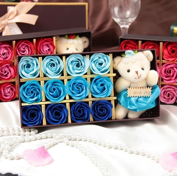 

Gift for lover ! Rose Petal Cute Doll Birthday gift Valentine's Day Wedding Gift Box Flower Soap