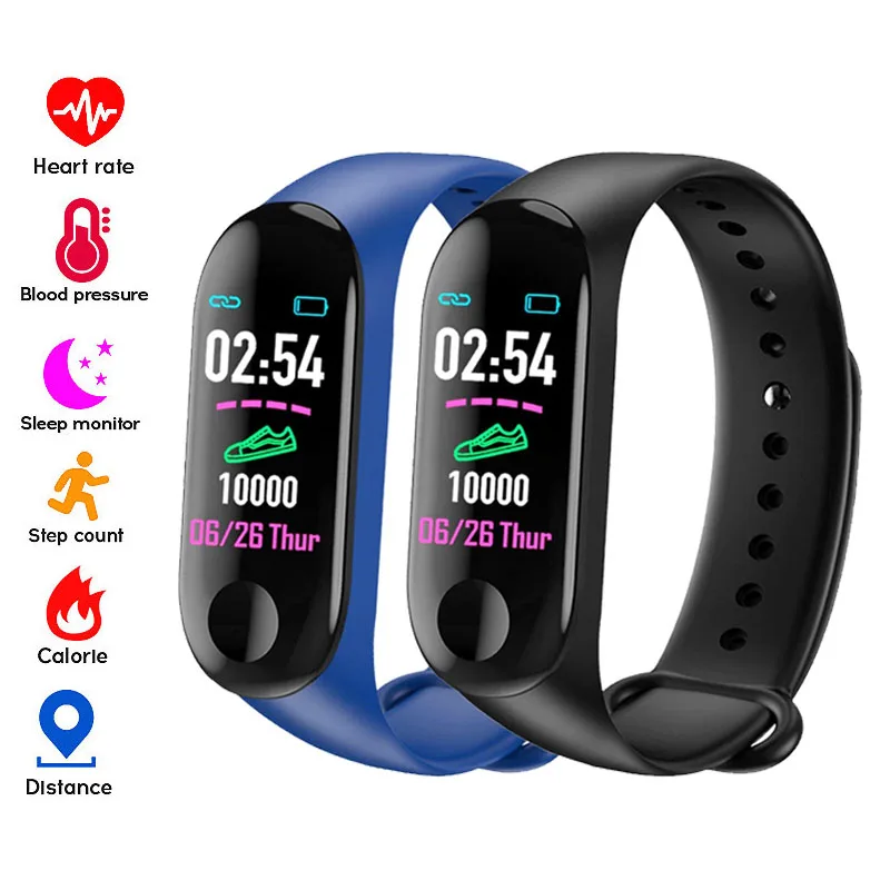 

M3 Plus Smart Bracelet Heart Rate Blood Pressure Health Waterproof Smart Watch Men Bluetooth Watch Wristband Fitness Tracker