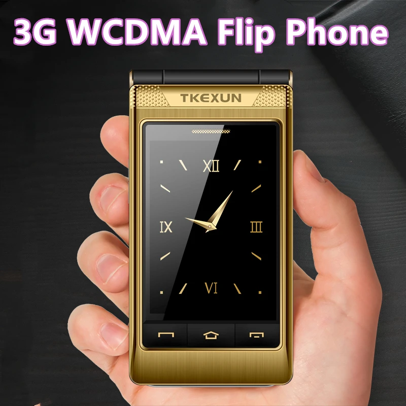 

Fsmart TKEXUN G10 one 3G Dual Screen Flip Phone 3.0 Inch SOS Loud Speaker Telefone Dual SIM Card Russian keyboard Mobile Phone