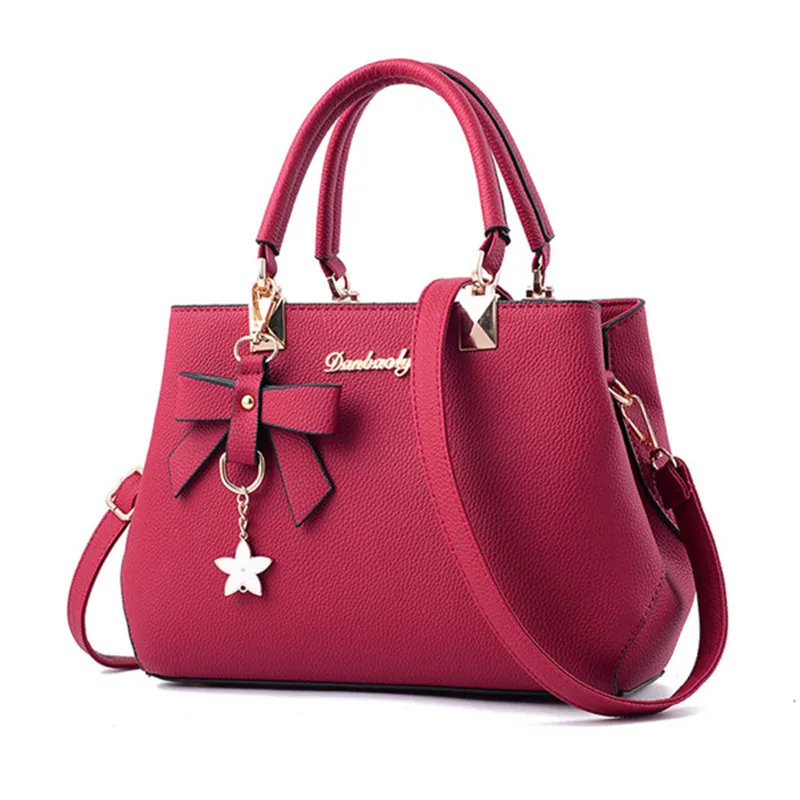 Женская кожаная сумка через плечо, сумка через плечо, кожаная сумка через плечо, сумка через плечо для женщин, модная повседневная - Цвет: Красный