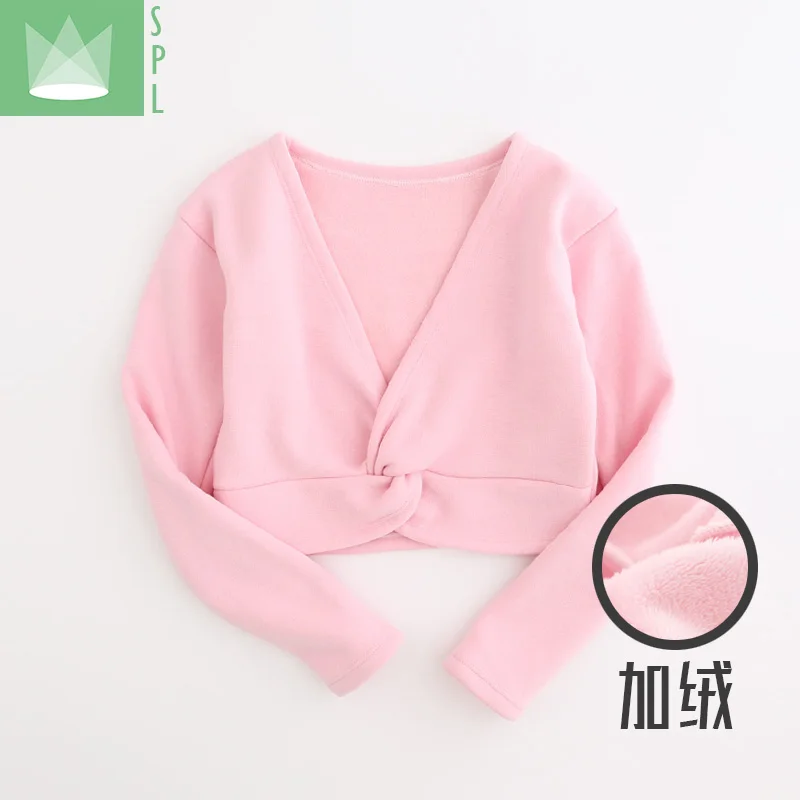 

Children Dance Ballet Skirt Female Shawl Long Sleeved Jacket Velvet Leotard Vest Girls Ballet Dancing Coat Outside Wear B-4639