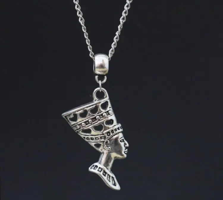 1 pcs Egyptian Egypt Queen Nefertiti Pendant 18" Chain Necklace Alloy