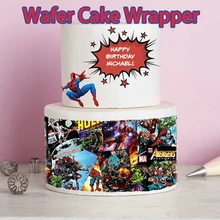 Предварительно вырезанная Спайдермен съедобная Вафля для мальчика день рождения упаковка для торта украшения, торт идея украшения, съедобная бумага для украшения кексов