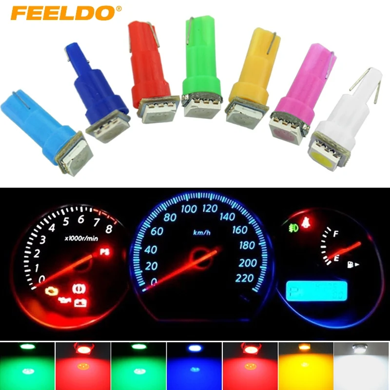 FEELDO 2 шт. DC12V авто T5 74 2721 5050 1 светодиодный клиновидная база приборной панели