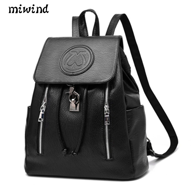 Women High Quality Leather Backpack Female Solid color Casual Waterproof Backpack Mochila Masculina Ladies Leisure Travel