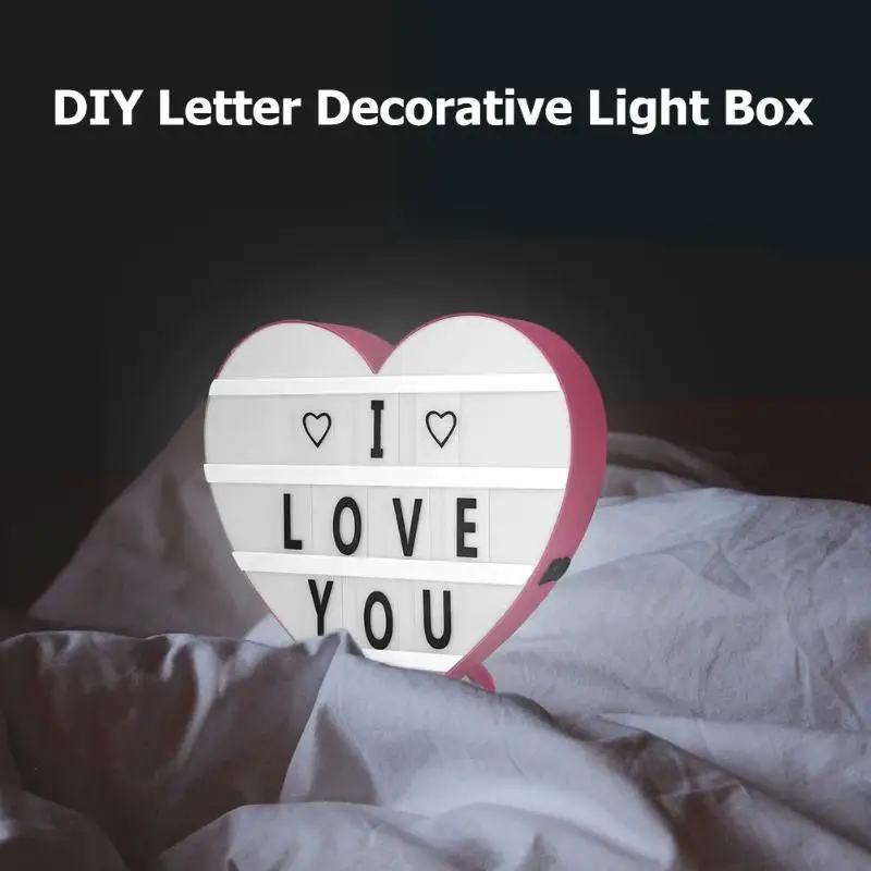 

LED DIY Letter Love Light Box Heart Shape Night Lamp Luminous Box Nightlight Alphanumeric Symbol Movie Light Box