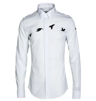 

Luxury Men Shirt Chemise Homme Brand Flying Pigeon Embroider Shirt High Quality Men Casual Long Sleeve Slim Fit Mens Shirts
