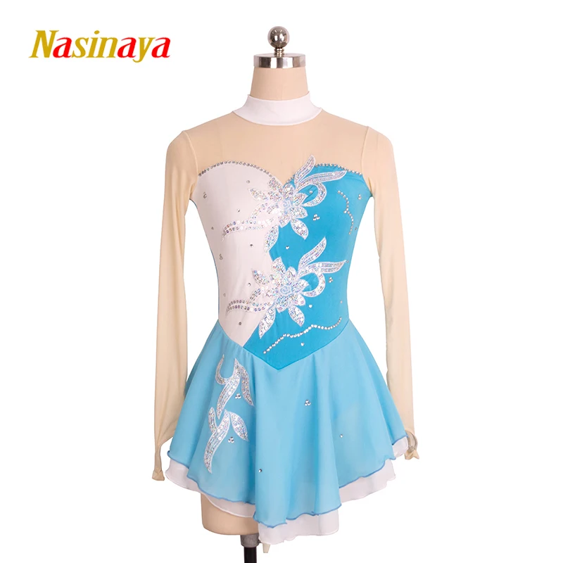 Nasinaya Figure Skating Competition Women's Children's Rhythmic Gymnastics Performance Long Sleeve Skirt Dress Hot