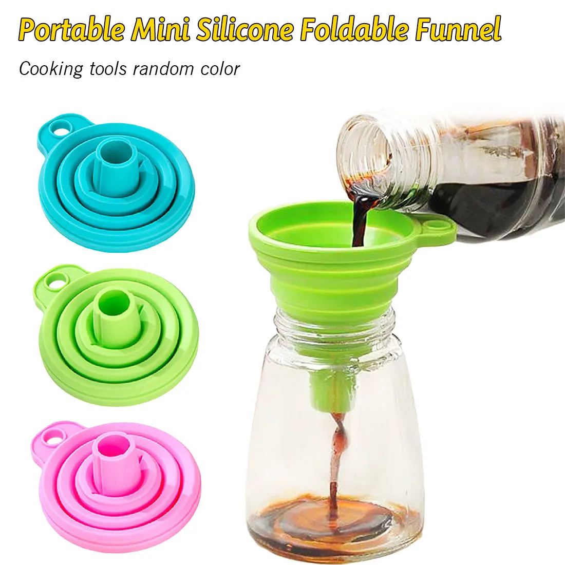 

Collapsible Style Funnel Hopper Protable Mini Silicone Gel Foldable Kitchen Cooking Tools Accessories Gadgets
