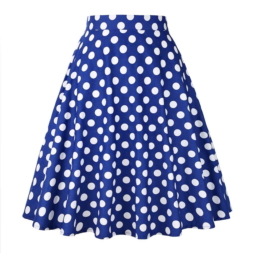 High Waist Cotton Polka Dots Printed Summer Runway Skirt 2018 Women Faldas Pleated Midi Audrey Hepburn Vestidos Big Swing Skirts Skirts