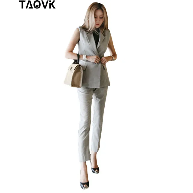 taovk business pants suits temperament formal slim vest with pants plus size workwear