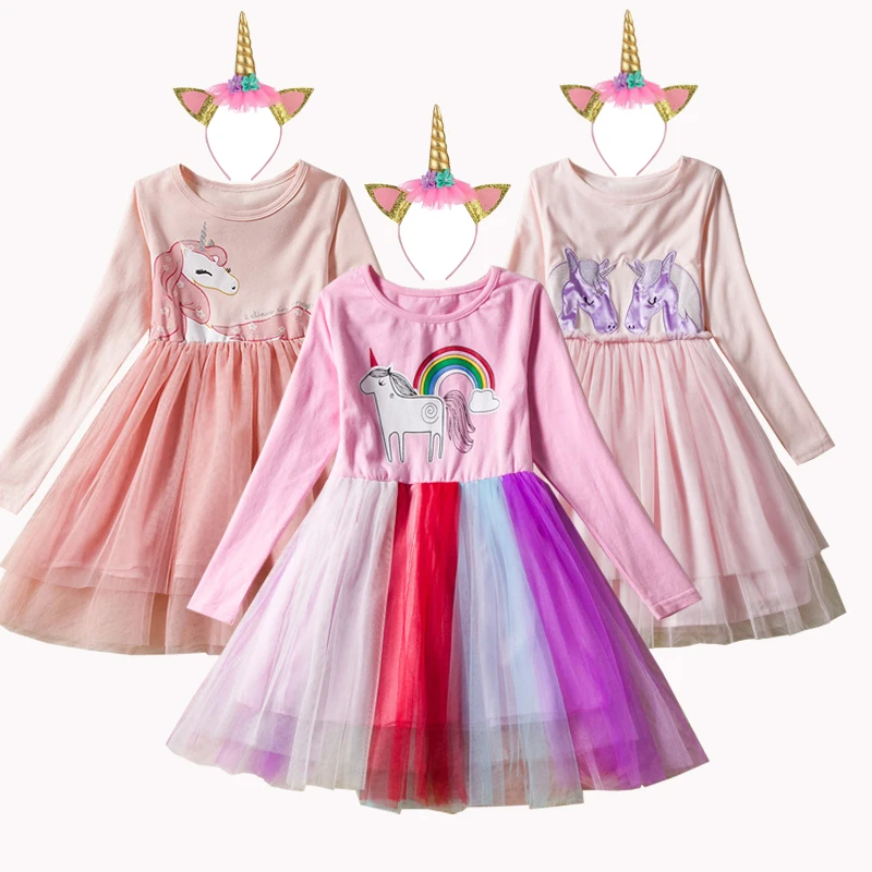 

Toddler Unicorn Party Dress Kids Dresses For Girls Costume For Kids Summer Wedding Princess Dress Long Sleeve Children Clothing