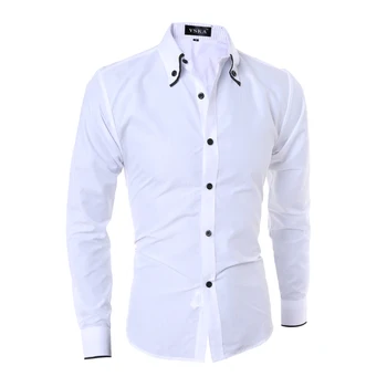 

Social Cotton Full Long Sleeve Casual Slim Fit Shirts Turn-down Collar Batik Regular Solid Single Breasted Shirt M-xxl