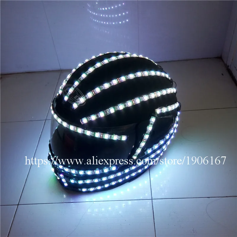 Colorful LED Luminous Robot Helmet RGB Led Growing Flashing  Halloween Christmas Headwear For Party Dancing Bar DJ11