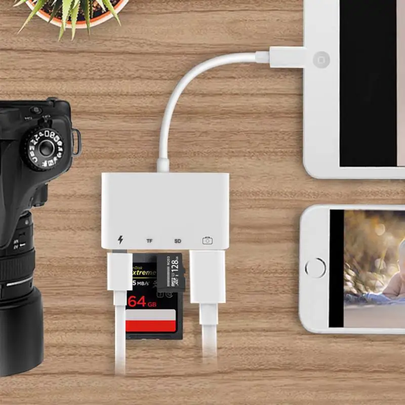 

4 in 1 for Lightning to Camera Connection Kits SD/TF/USB OTG Card Reader Adapter Cable For iPhone X 8 7 Plus iPad 4