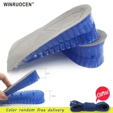 WINRUOCEN Silicone Gel Insoles Man Women height increase insole orthopedic Massaging Shoe Inserts Shock Absorption Shoepad 2 layer 5cm height increase insole eva pigskin insoles gel insole flat foot silicone soles gel orthopedic shoe pad lift increase