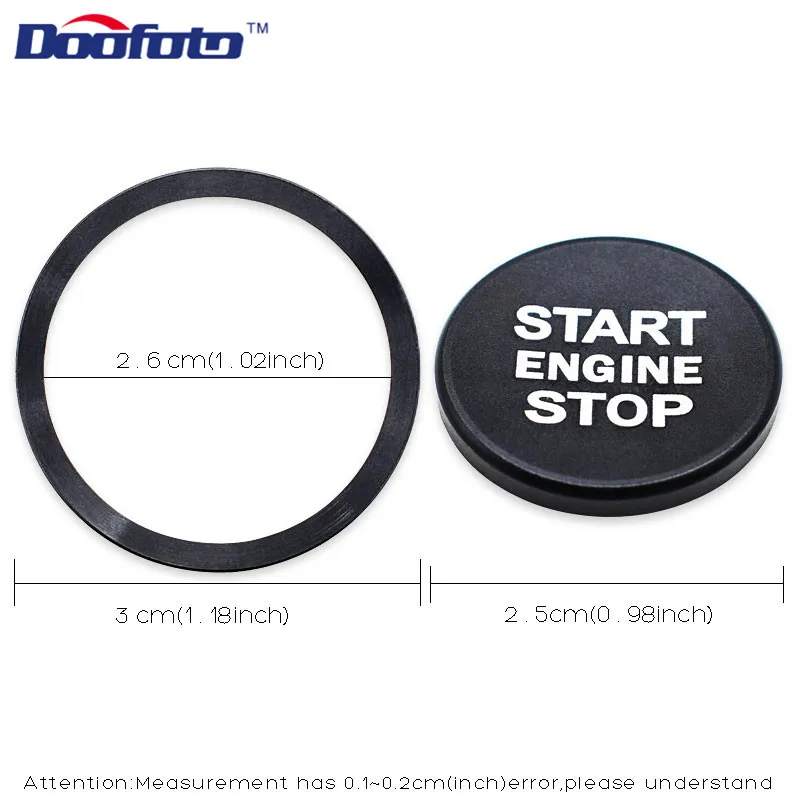 Doofoto Accessory Black Covers Car Start Engine Button Silver Rings Case For Volkswagen Golf 6 7 Passat B5 B6 Polo Tiguan Caddy Car Start Button Cover Car Start Button Car Start Stop Button
