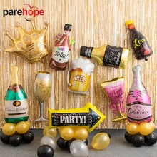 30th Football Party Balloons Gold Crown Champagne Whiskey Foil Balloon Happy Birthday Party Decorations Adult Real Madrid balls