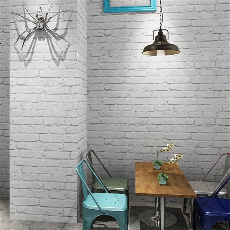 

wellyu White brick new wallpaper culture brick living room clothing store wallpaper Nordic style retro white brick wall paper