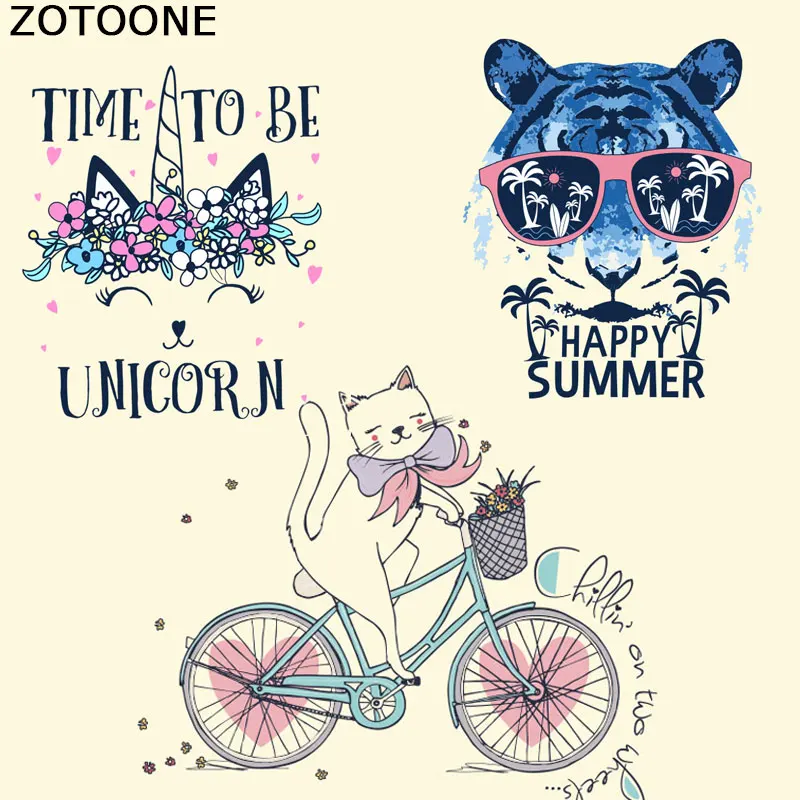 

ZOTOONE Patches for Clothes Summer Animal Patch Iron on T-shirt Dress A-level Washable Stickers Decoration Heat Press Appliqued