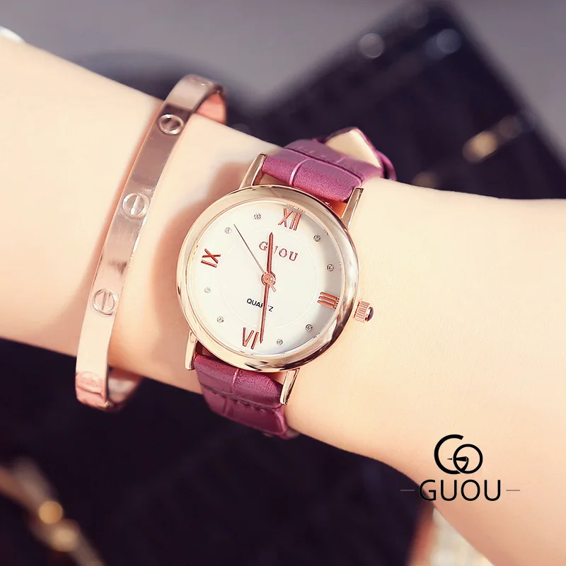 

Ladies Girls Quartz Watch Women Fashion Rhinestone Leather Dress Wristwatches Female Clock reloje feminino hodinky montre femme