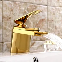 BAKALA Toad All Brass Golden/Chrome Finished/Nickle Brushed Taps Deck Mounted Basin waterfall Faucet Mixer Sink Tap LH-8031 2