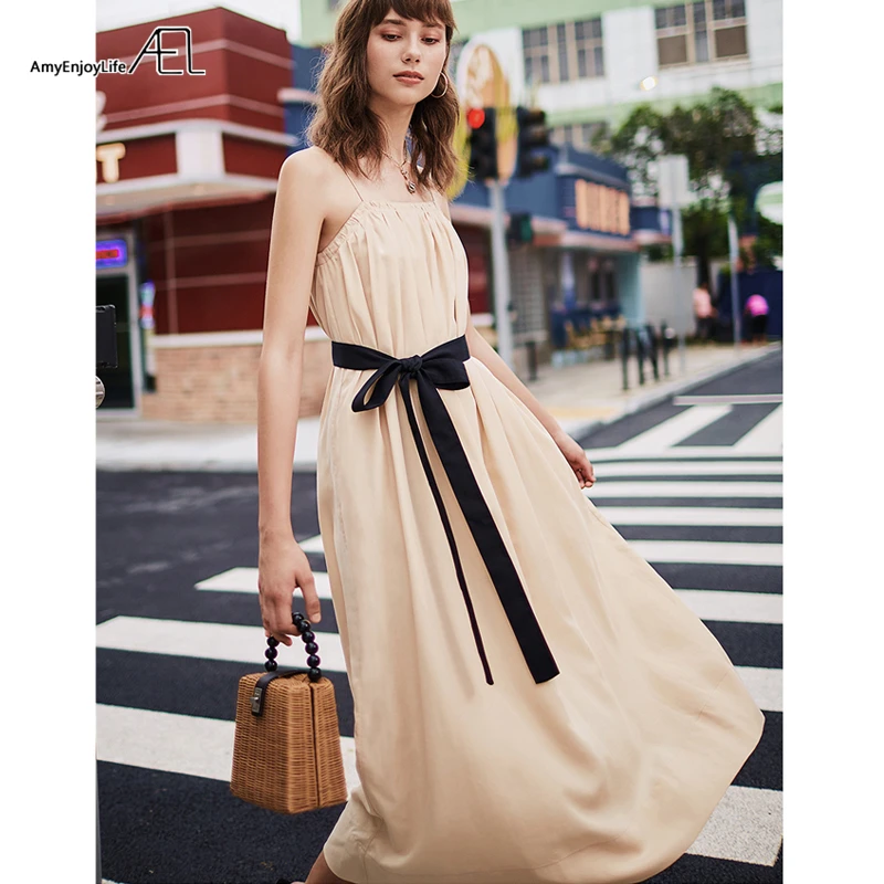 

AEL Summer Women Slip Dress Long Thin Strap Sleeveless 2019 New Dress High Quality Clothing Sweet Plus Size