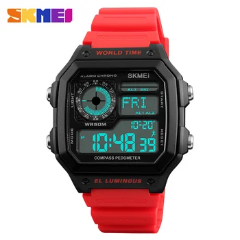 

Compass Sports Watches Men Countdown Digital LED Pedometer Calories Waterproof Watch Women Man Clocks reloj hombre 2018 SKMEI