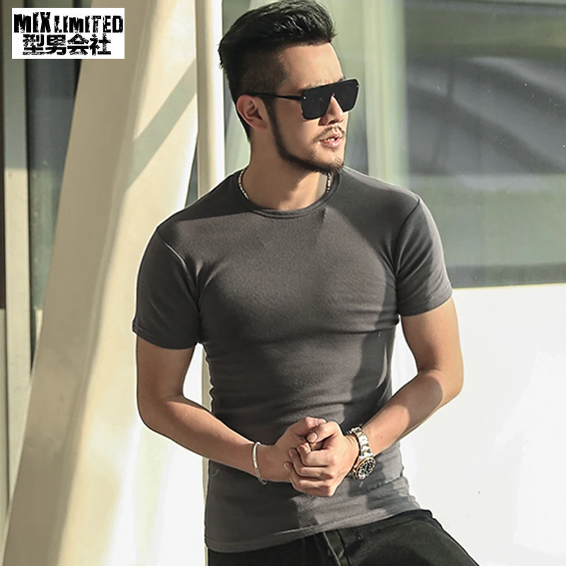 

2018 Men T-Shirt Short-Sleeve Printing Solid Color Men Slim Fit Top Quality T-Shirt Men Breathable Hot Sale Summer New Fashion