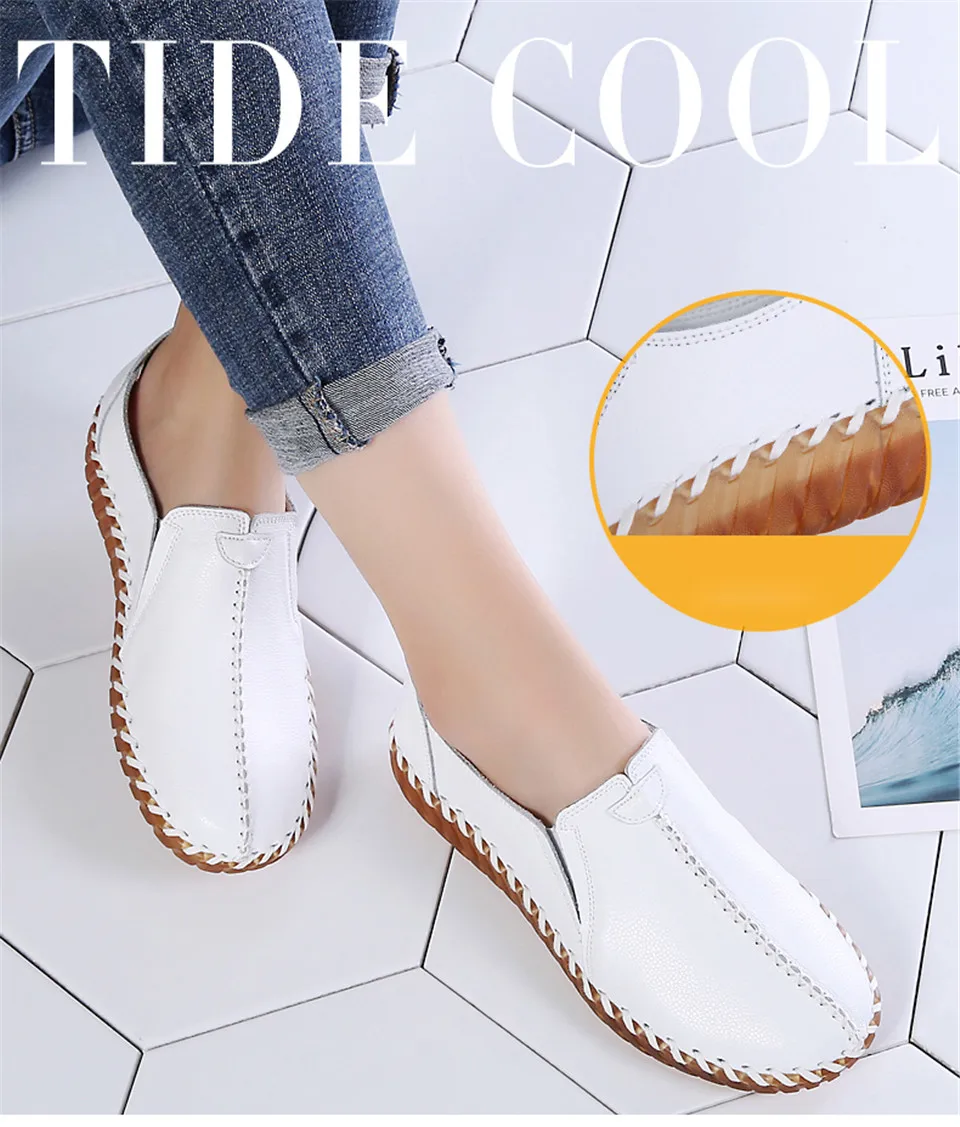 CAGILKZEL 2019 New Woman Shoes Casual Genuine Leather Shoes Women Loafer Slip On Ladies Shoes For Women Moccasins slipony (1)