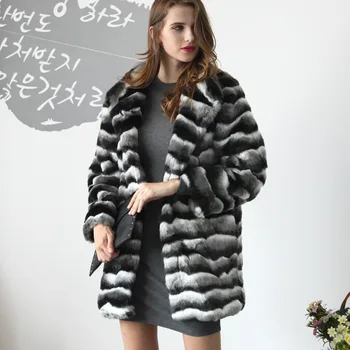 

Fashion faux fur coat European and American imitation rabbit fur fur coat cotton coat collar stand striped women's clothing JQ12