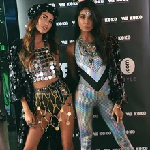 Пикантные Для женщин выдалбливают блесток из двух частей Наборы для ухода за кожей летние шорты юбка и металла Шорты для женщин Femme на день рождения пляжный костюм yx-14