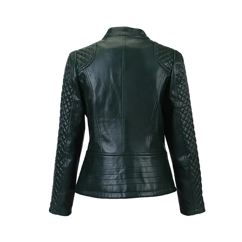 Женская кожаная куртка Новинка Весна плюс размер 4XL 5XL Женские мотоциклетные куртки однотонные тонкие женские мотоциклетные куртки пальто из искусственной кожи
