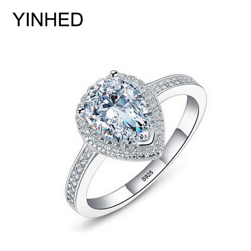 yinhed 100 solid silver ring jewelry teardrop zircon cz diamant engagement ring women 925 sterling silver wedding rings zr367 - Teardrop Wedding Ring yinhed 100 solid silver ring jewelry teardrop zircon cz diamant engagement ring women 925 sterling silver wedding rings zr367 - Teardrop Wedding Ring