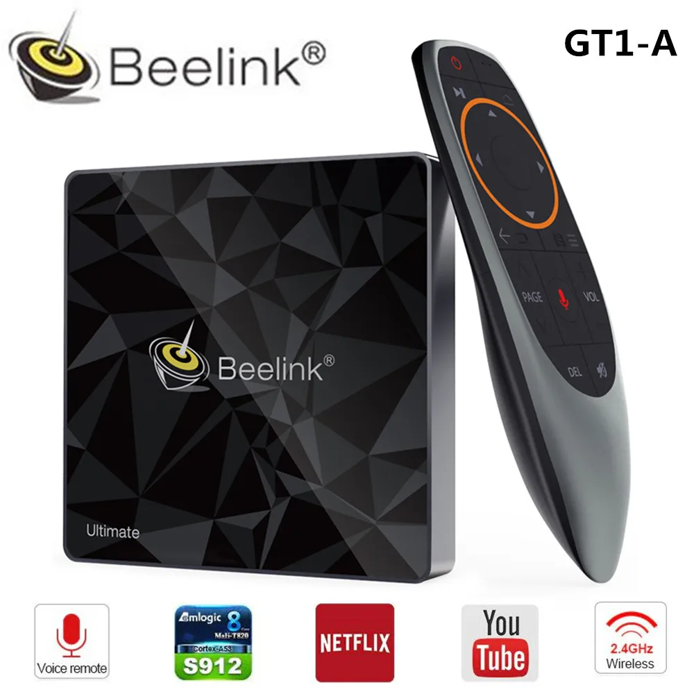 

Beelink GT1-A Smart TV Box Android 7.1 S912 Octa Core 3GB 32GB Dual Band WiFi 1000Mbps BT Voice Remote Control Google Netflix 4K