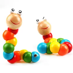 Детские, для малышей пальцы Гибкая обучение науки скручивающаяся гусеница игрушки дети милые вставить головоломки Обучающие деревянные