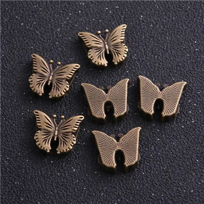 Antique Bronze 6 шт. 16*19 мм бабочка кожаные бусины два цвета пустой Кабошон Установка Diy Изготовление браслетов поставки для 10 мм кожи - Цвет: Antique Bronze