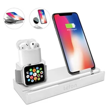 Lefon Qi Wireless Charger Charging Station for iPhone Samsung Smartphone Aluminum Charger Stand for Airpods Apple Watch Pencil