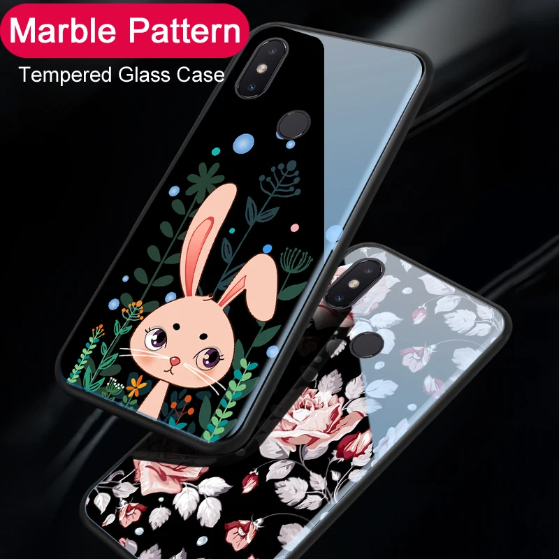 

cartoon Cute Cat Rabbit Tempered Glass Case For Xiaomi Mi 8 SE 8SE Mi8 Cases Protective Glass For Xiaomi Mi Mix 2 2S Mix Evo