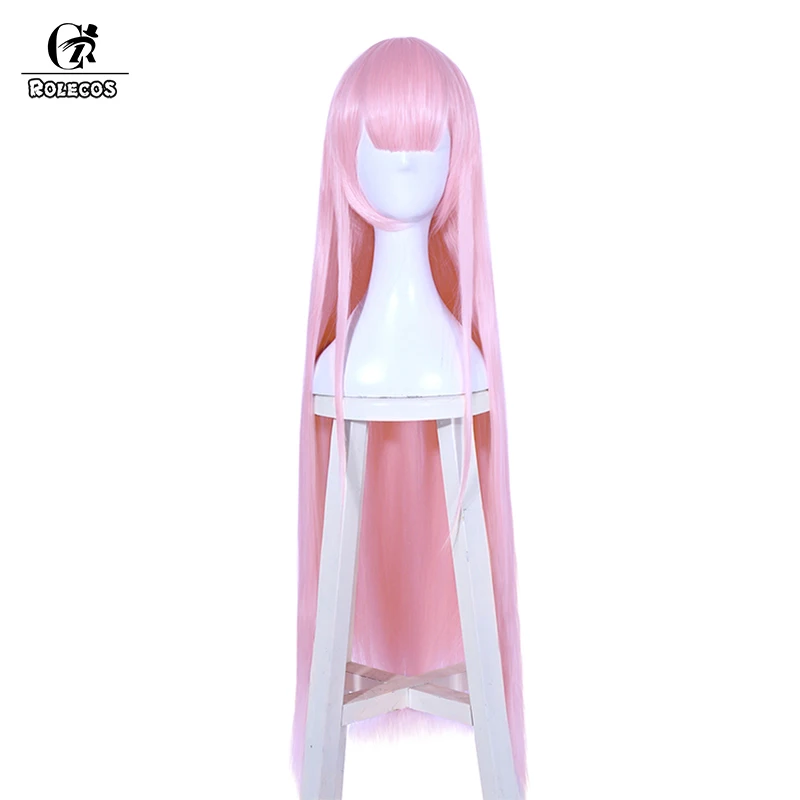 

ROLECOS Anime DARLING in the FRANXX 02 Cosplay Hair Zero Two Cosplay 100cm Long Pink Cosplay Headwear Synthetic Hair